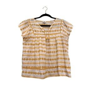 dRA LA Yellow & White Eyelet Tank